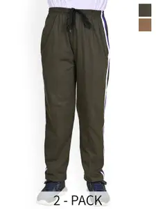 BAESD Boys Pack Of 2 Contrasting Double Side Panel Pure Cotton Regular Lower Track Pants