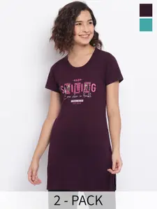 Duchess Women Pack Of 2 Printed Cotton Lounge T-Shirts