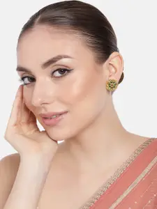 Estele Gold-Plated Floral Crystal Studs