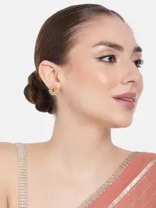 Estele Gold-Plated Floral Crystal Studs