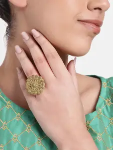 Estele Gold-Plated Floral Finger Ring