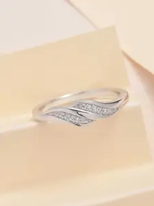 Ornate Jewels 925 Silver Rhodium-Plated American Diamonds Simple Band Ring