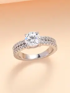 Ornate Jewels 925 Sterling Silver American Diamond Solitaire Ring