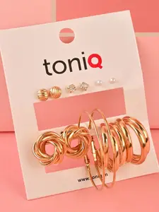 ToniQ Set Of 6 Gold-Plated Earrings