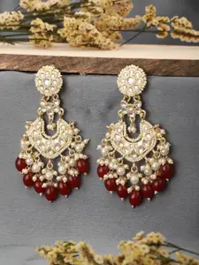 Saraf RS Jewellery Gold-Plated Pearl Beaded Chandbalis