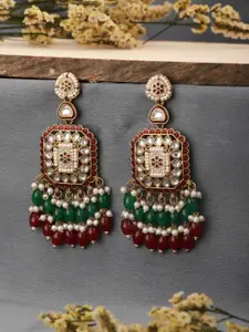 Saraf RS Jewellery Gold-Plated Pearl Beaded Drop Earrings