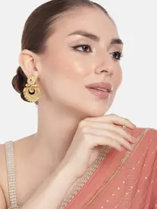 Estele Gold-Plated Contemporary Crystals Drop Earrings