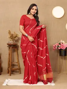 KALINI Tie and Dye Zari Pure Cotton Saree