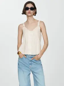 MANGO Embroidered Pure Cotton Tank Top