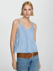 MANGO Embroidered Pure Cotton Tank Top