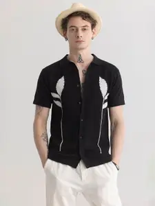 Snitch Slim Fit Spread Collar Short Sleeves Casual Shirt