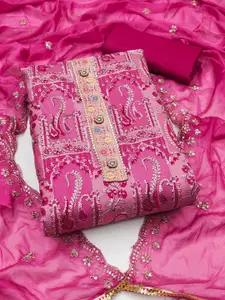 KALINI Embroidered Organza Unstitched Dress Material