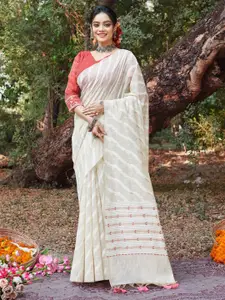 Fashion Petals Striped Woven Design Tussar Saree With Blouse Piece