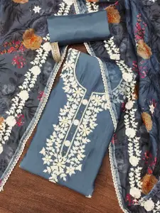 KALINI Embroidered Pure Silk Unstitched Dress Material