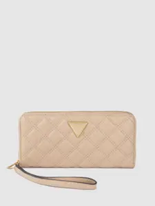 GUESS Women Quilted PU Zip Around Wallet with Detachable Wrist Loop