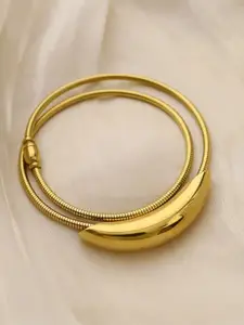 VIEN Gold-Plated Stainless Steel Arc Shape Curved Pendant Snake Chain