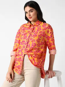 VASTRADO Classic Oversized Floral Printed Cutaway Collar Casual Shirt