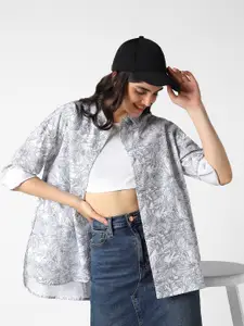 VASTRADO Classic Floral Printed Spread Collar Oversized Casual Shirt