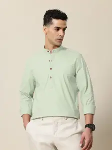 Mr Bowerbird Men Mandarin Collar Casual Shirt