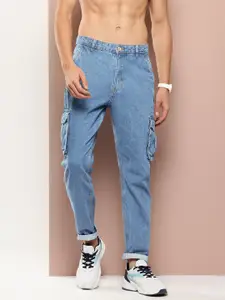 Harvard Men Relaxed Fit Light Fade Cargo-Style Jeans