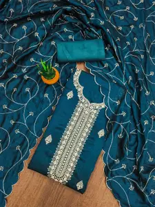 LeeliPeeri Designer Floral Embroidered Zari Unstitched Dress Material
