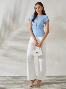 Styli Regular Fit Crop Length Exposed Seam Overlock Tops