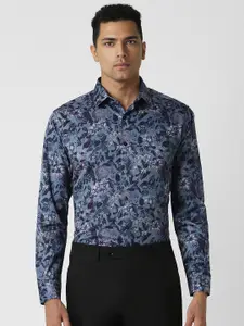 V Dot Slim Fit Floral Printed Spread Collar Party Shirt