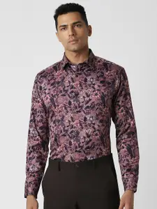 V Dot Slim Fit Opaque Spread Collar Party Shirt