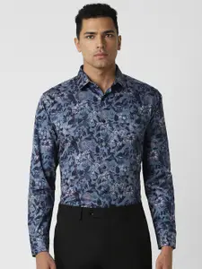 V Dot Slim Fit Floral Printed Spread Collar Party Shirt