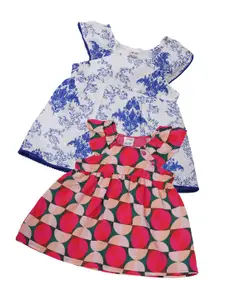 Creative Kids Girls Pack Of 3 Floral Print Round Neck Fit & Flare Dresses