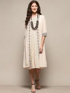 Biba Ethnic Motifs Embroidered Round Neck Sleeveless Thread Work A-Line Kurta