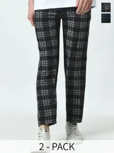 BAESD Men Pack Of 2 Checked Track Pants