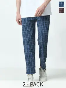 BAESD Pack Of 2 Checked Mid Rise Track Pants
