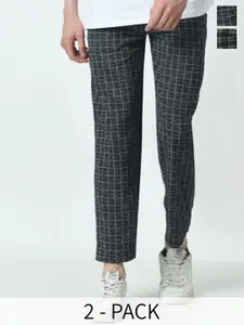 BAESD Pack Of 2 Checked Mid Rise Track Pants