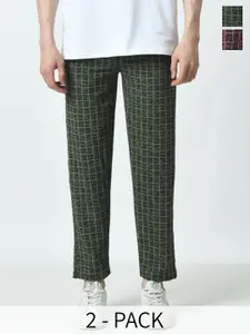 BAESD Pack Of 2 Checked Regular Fit Track Pants