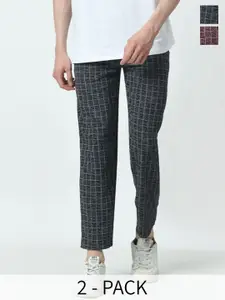BAESD Pack Of 2 Checked Regular Fit Track Pants