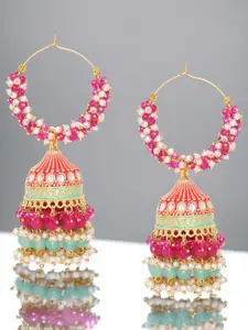 OOMPH Kundan Studded & Beaded Dome Shaped Jhumkas