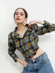 PINACOLADA Tartan Checks Cotton Checked Casual Shirt