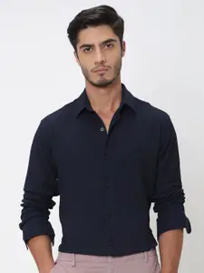 Mufti Slim Fit Textured Opaque Casual Shirt
