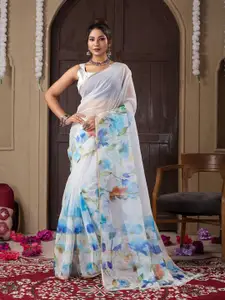 Fashion FRICKS Floral Digital Printed Zari Silk Cotton Saree