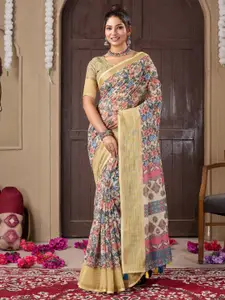 Fashion FRICKS Floral Sequinned Silk Cotton Saree