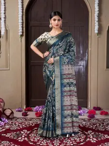 Fashion FRICKS Ethnic Motifs Zari Silk Cotton Saree With Blouse Piece
