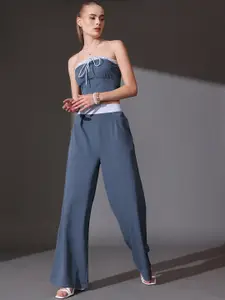STREET 9 Shoulder Straps Crop Top With Trousers Co-Ords