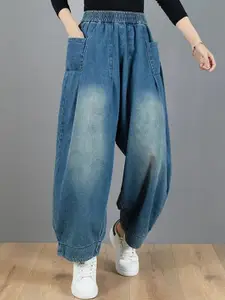 StyleCast x Revolte Women Flared Low Distress Heavy Fade Jeans