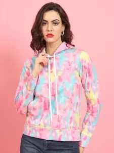 TANDUL Tie & Dye Printed Hooded Pullover Sweatshirt