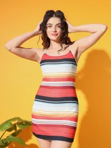 TANDUL Striped Bodycon Mini Dress