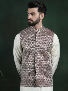 SOJANYA Men Geometric Woven Nehru Jacket