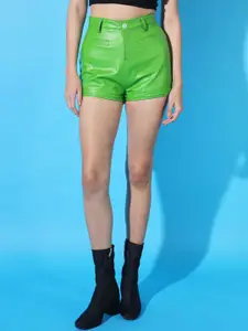 TANDUL Women High-Rise Leather Shorts