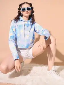 TANDUL Floral Printed Hooded Pullover Sweatshirt