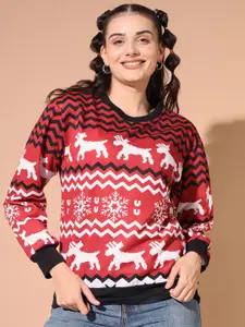 TANDUL Graphic Printed Round Neck Pullover Sweatshirt